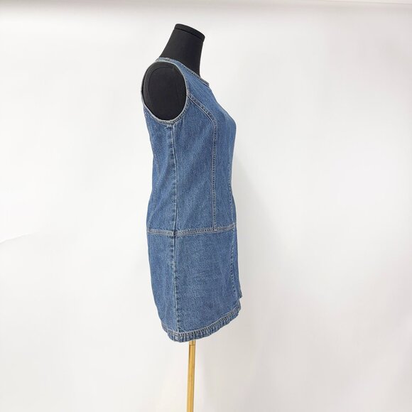 VINTAGE GAP JEANS A LINE BLUE DENIM DRESS WITH ZIPPER BACK - Picture 5 of 8